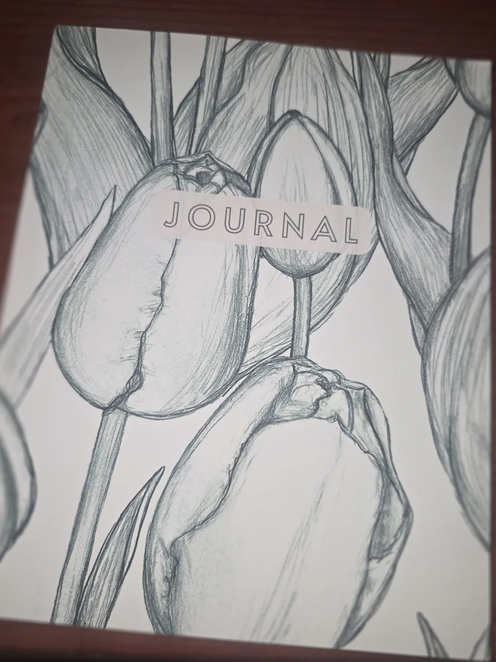 Floral Sketch Journal Notebook in White - Minimal Tulip Design